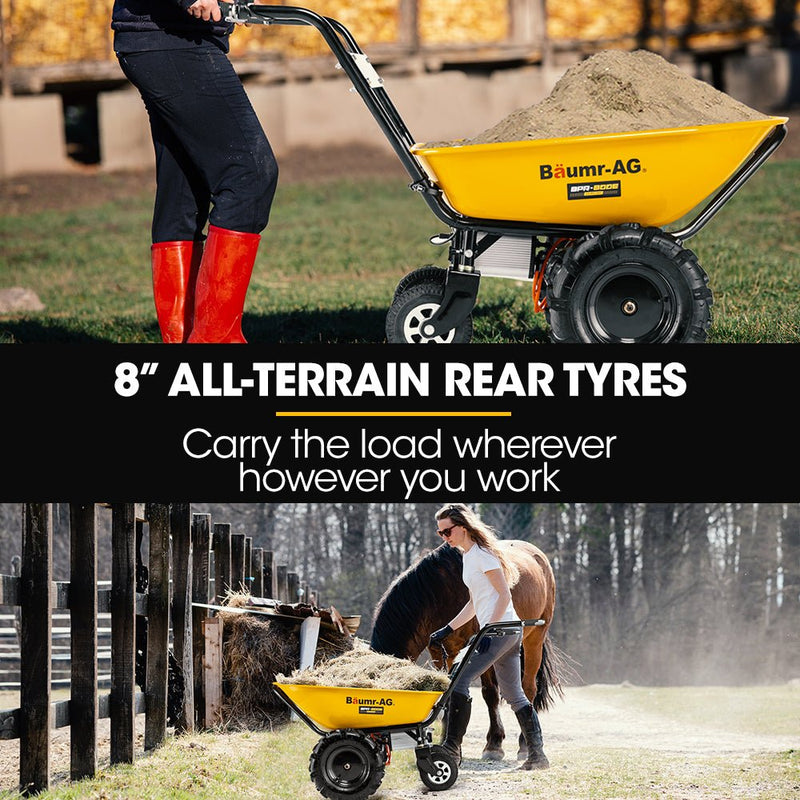 Home & Garden > Garden Tools > Spreaders & Wheelbarrows - Baumr - AG 40V Battery Powered Wheelbarrow Motorised Electric, 100L Bucket Volume, 4 Wheel, 260kg Capacity - Garden Yard