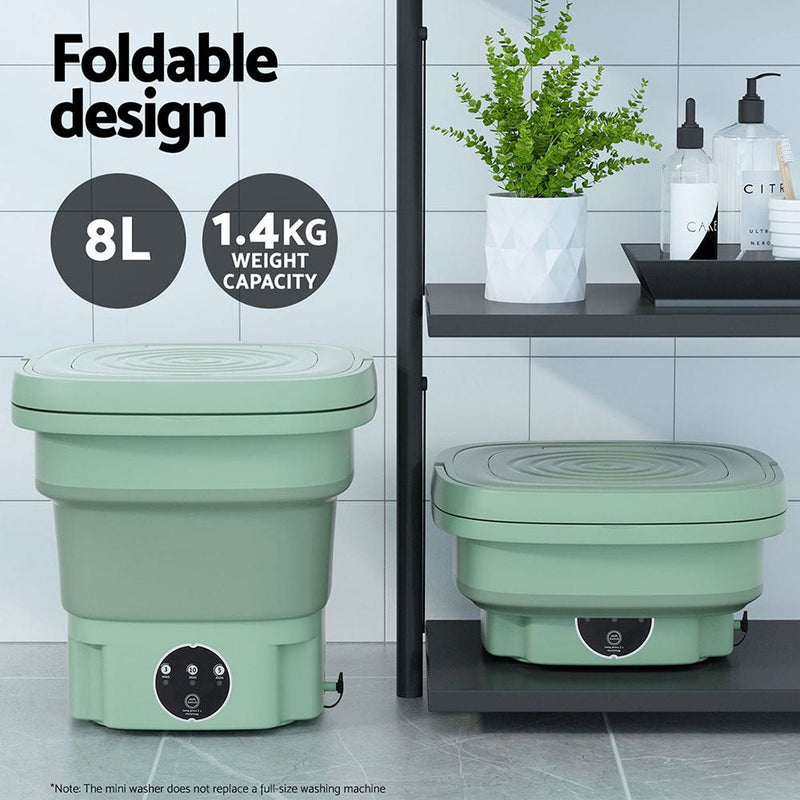 Home & Garden > Green Houses - Devanti Portable Washing Machine 8L Green - Garden Yard