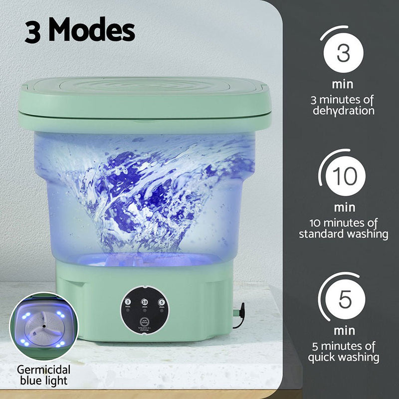 Home & Garden > Green Houses - Devanti Portable Washing Machine 8L Green - Garden Yard