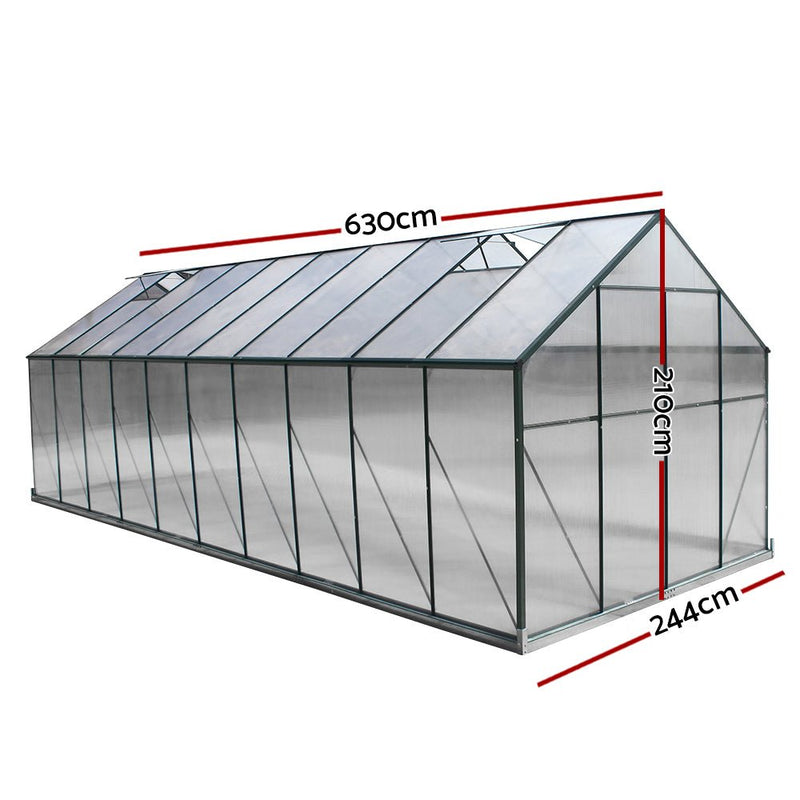 Home & Garden > Green Houses - Greenfingers Aluminium Greenhouse Polycarbonate Large Green House Garden 6.3M - Garden Yard