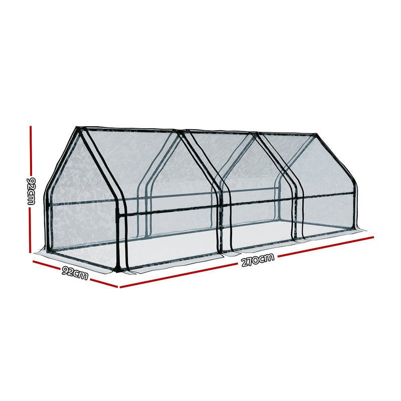 Home & Garden > Green Houses - Greenfingers Greenhouse 270x92cm Flower Garden Shed PVC Cover Frame Green House - Garden Yard