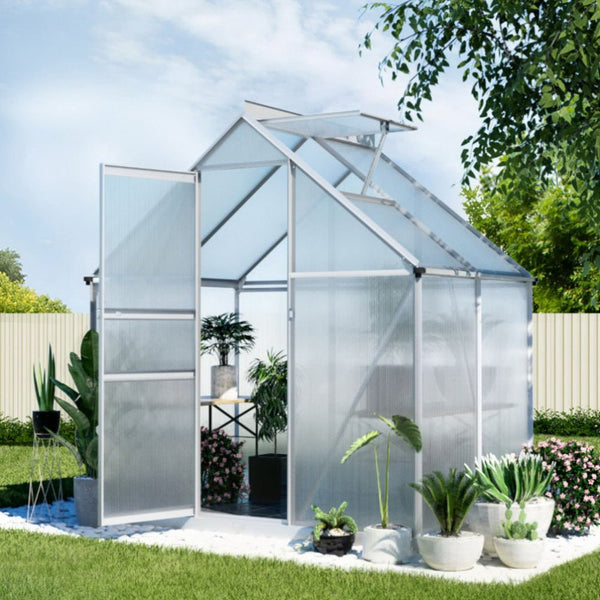 Home & Garden > Greenhouses > Greenhouses & Accessories - Green Fingers Greenhouse Aluminium Polycarbonate Premium Garden Storage Shed 1.3Mx1.9Mx2.0M - Garden Yard