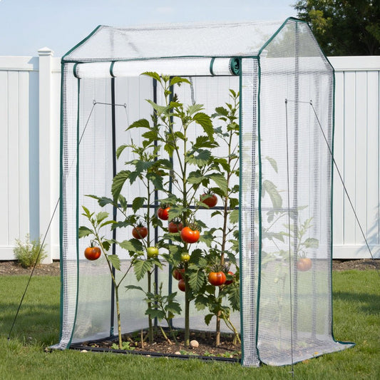 Home & Garden > Greenhouses > Greenhouses & Accessories - Green Fingers Mini Greenhouse PE Cover Green House Roll - Up Zippered Door 1.0x0.8x1.5M - Garden Yard