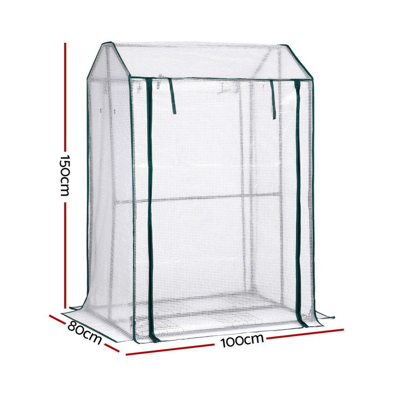 Home & Garden > Greenhouses > Greenhouses & Accessories - Green Fingers Mini Greenhouse PE Cover Green House Roll - Up Zippered Door 1.0x0.8x1.5M - Garden Yard