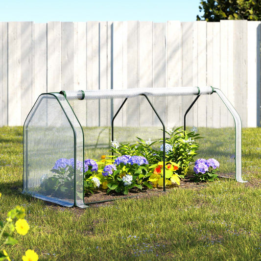 Home & Garden > Greenhouses > Greenhouses & Accessories - Green Fingers Mini Greenhouse PE Cover Green House Roll - Up Zippered Door 1.2x0.5x0.6M - Garden Yard