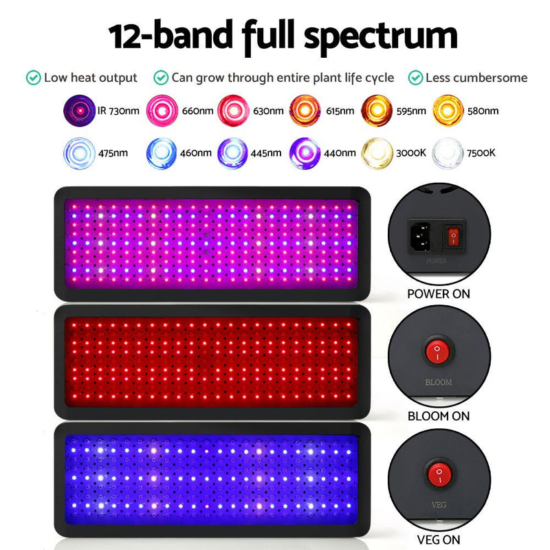 Home & Garden > Greenhouses > Greenhouses & Accessories - Greenfingers 2000W Grow Light LED Full Spectrum Indoor Plant All Stage Growth - Garden Yard