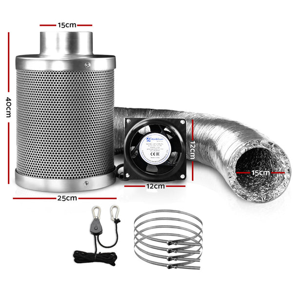 Home & Garden > Greenhouses > Greenhouses & Accessories - Greenfingers 6"Ventilation Kit Fan Hydroponics Grow Tent Kit Carbon Filter Duct,Greenfingers 6"Ventilation Kit Fan Hydroponics Grow Tent Kit Carbon Filter Duct - Garden Yard