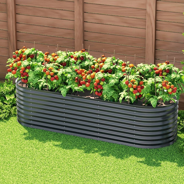 Home & Garden > Greenhouses > Greenhouses & Accessories - Greenfingers Garden Bed 240X80X56cm Oval Planter Box - Garden Yard