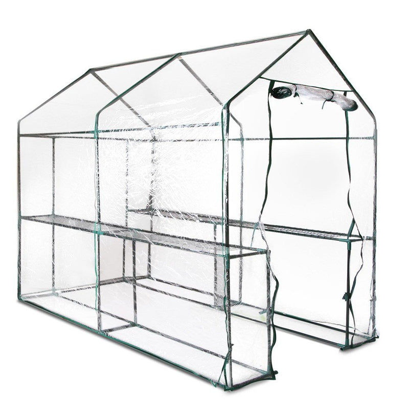 Home & Garden > Greenhouses > Greenhouses & Accessories - Greenfingers Greenhouse 1.2x1.9x1.9M Walk in Green House Tunnel Clear Garden Shed 4 Shelves - Garden Yard