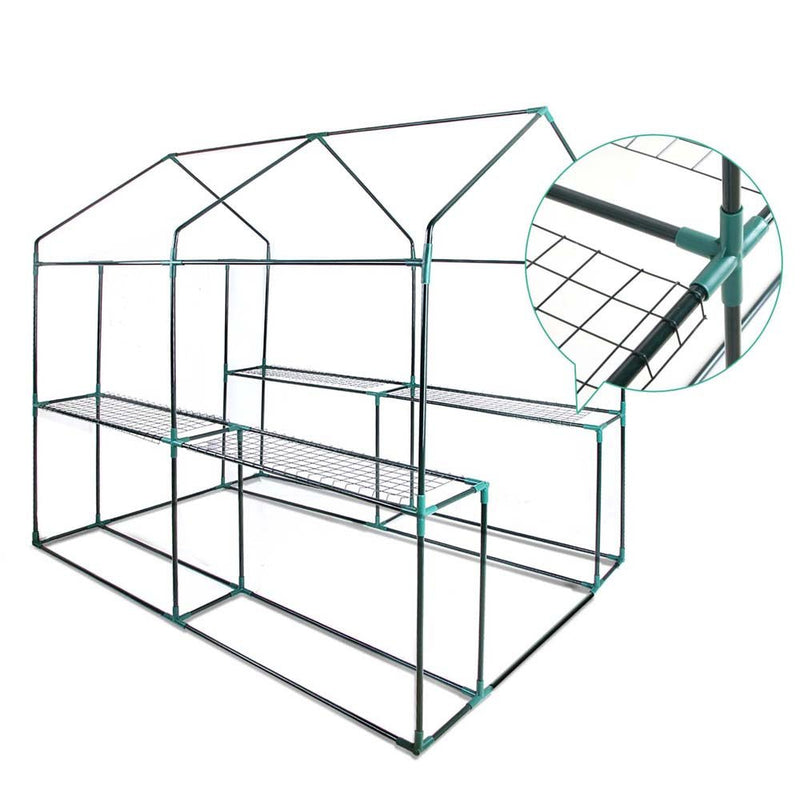Home & Garden > Greenhouses > Greenhouses & Accessories - Greenfingers Greenhouse 1.2x1.9x1.9M Walk in Green House Tunnel Clear Garden Shed 4 Shelves - Garden Yard