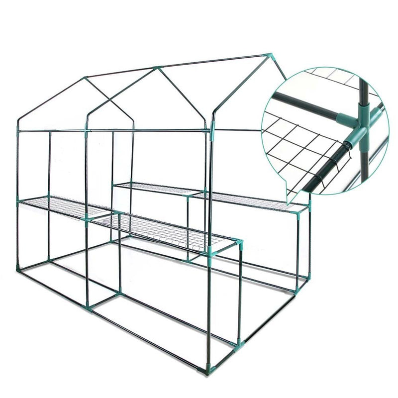 Home & Garden > Greenhouses > Greenhouses & Accessories - Greenfingers Greenhouse 1.2x1.9x1.9M Walk in Green House Tunnel Clear Garden Shed 4 Shelves - Garden Yard