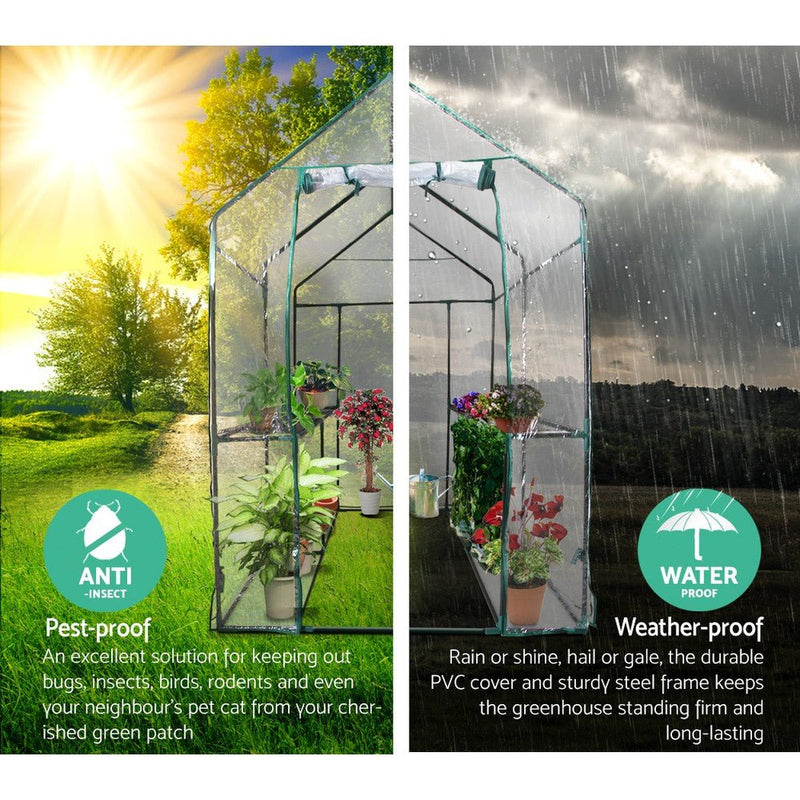 Home & Garden > Greenhouses > Greenhouses & Accessories - Greenfingers Greenhouse 1.2x1.9x1.9M Walk in Green House Tunnel Clear Garden Shed 4 Shelves - Garden Yard