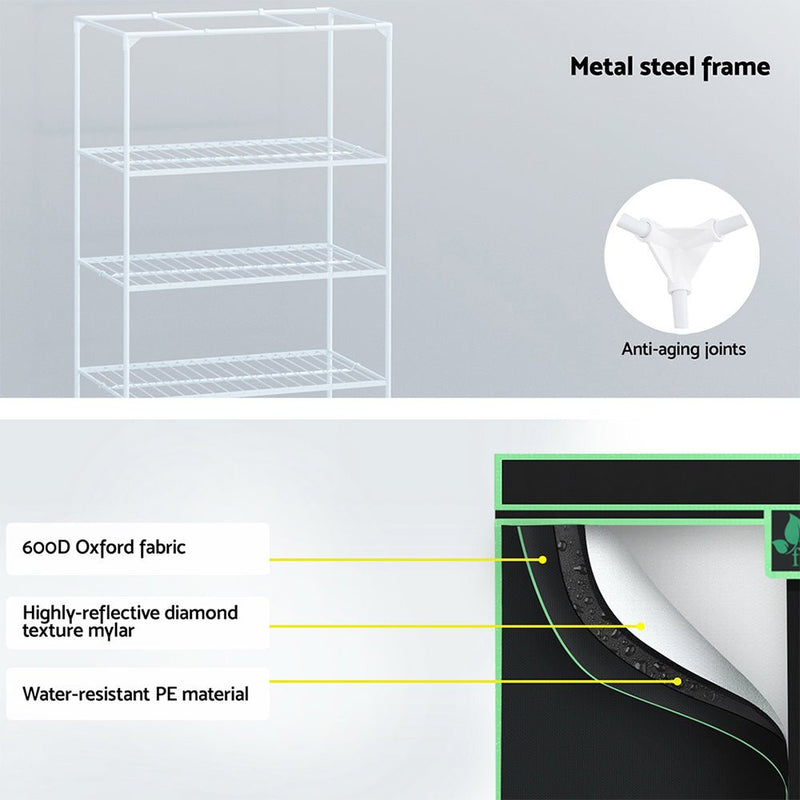 Home & Garden > Greenhouses > Greenhouses & Accessories - Greenfingers Grow Tent 100x60x180cm 4 Tiers Kits Hydroponics Indoor Grow System - Garden Yard