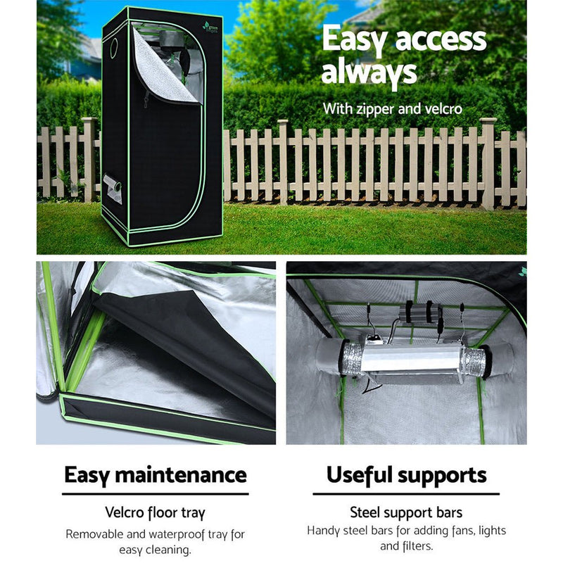 Home & Garden > Greenhouses > Greenhouses & Accessories - Greenfingers Grow Tent 70x70x160CM 1680D Hydroponics Kit Indoor Plant Room System - Garden Yard