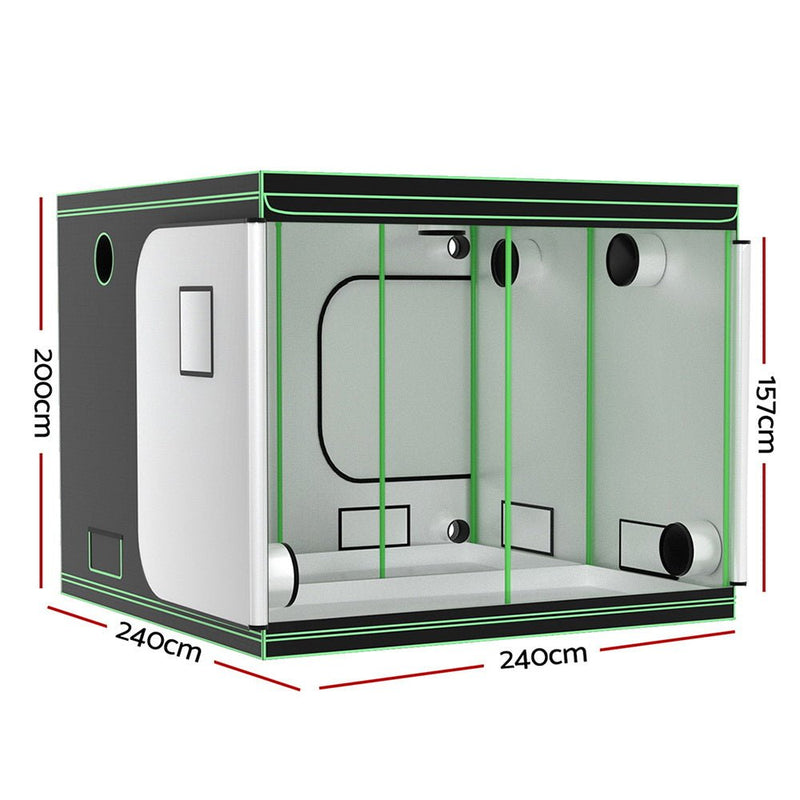 Home & Garden > Greenhouses > Greenhouses & Accessories - Greenfingers Grow Tent Kits 240x240x200cm Hydroponics Indoor Grow System Black - Garden Yard