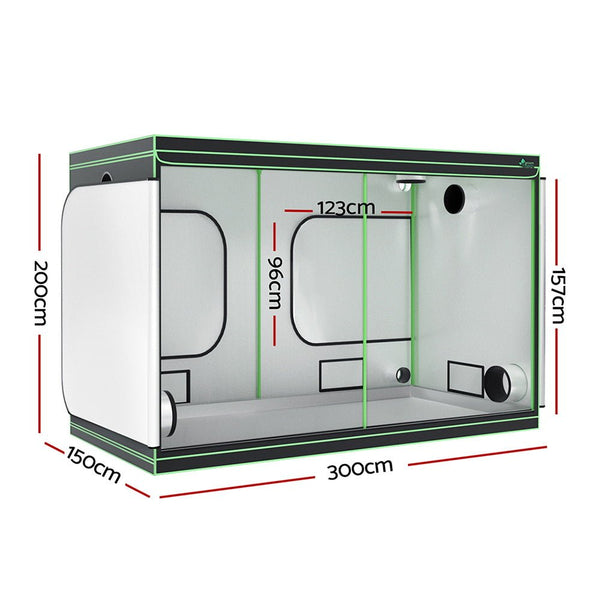 Home & Garden > Greenhouses > Greenhouses & Accessories - Greenfingers Grow Tent Kits 300x150x200cm Hydroponics Indoor Plant Grow System - Garden Yard