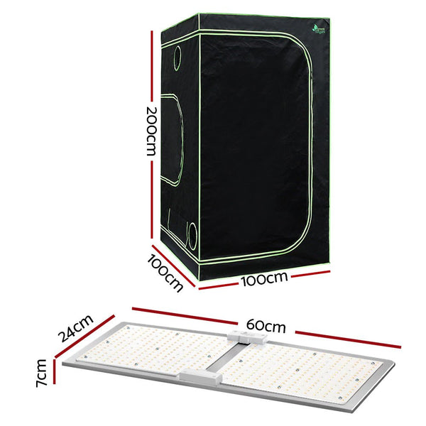 Home & Garden > Greenhouses > Greenhouses & Accessories - Greenfingers Grow Tent Light Kit 100x100x200CM 2200W LED Full Spectrum - Garden Yard