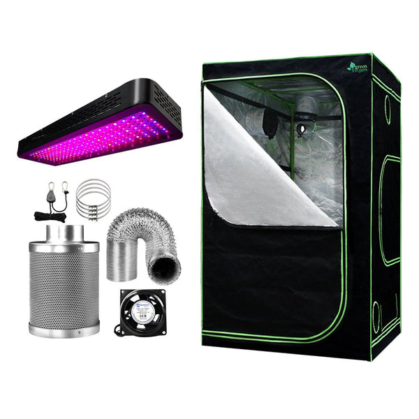 Home & Garden > Greenhouses > Greenhouses & Accessories - Greenfingers Grow Tent Light Kit 120x120x200CM 2000W LED 6" Vent Fan,Greenfingers Grow Tent Light Kit LED 2000W Full Spectrum 6" Vent 120x120x200CM - Garden Yard