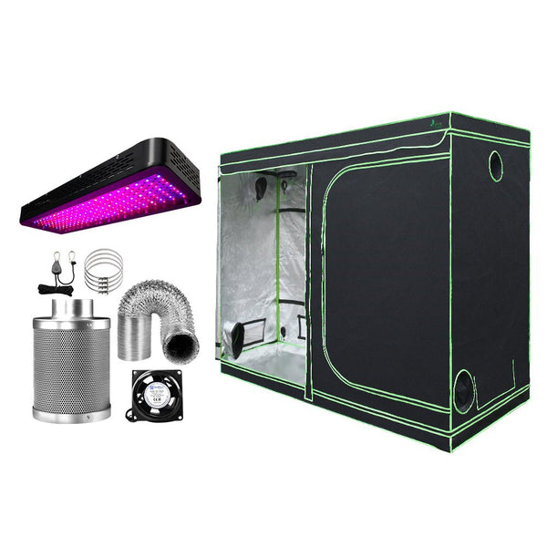 Home & Garden > Greenhouses > Greenhouses & Accessories - Greenfingers Grow Tent Light Kit 240x120x200CM 2000W LED 6" Vent Fan,Greenfingers Grow Tent Light Kit LED 2000W Full Spectrum 6" Vent 240x120x200CM - Garden Yard