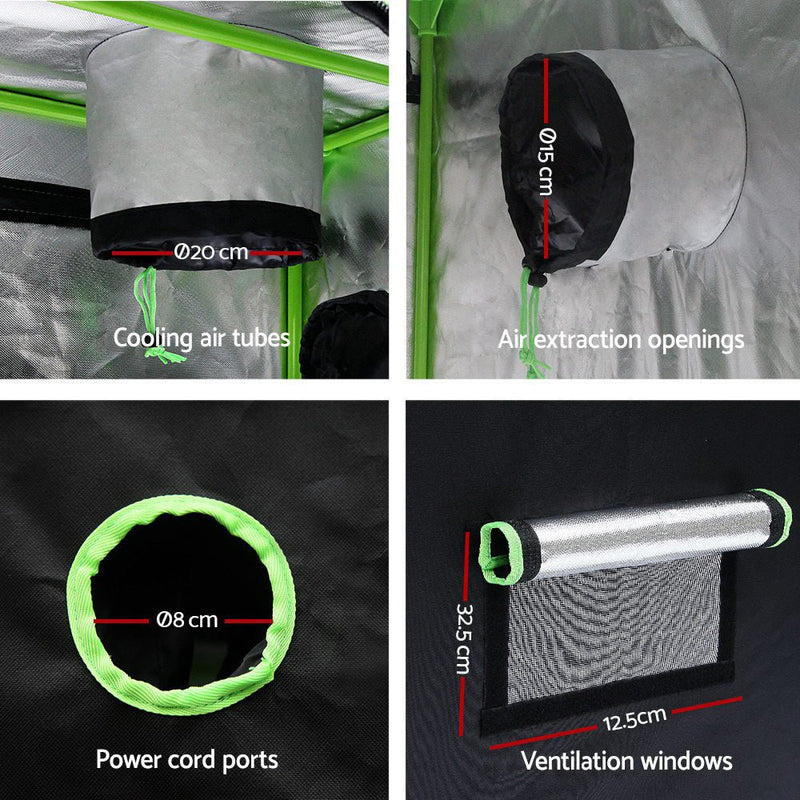 Home & Garden > Greenhouses > Greenhouses & Accessories - Greenfingers Grow Tent Light Kit 240x120x200CM 2000W LED 6" Vent Fan,Greenfingers Grow Tent Light Kit LED 2000W Full Spectrum 6" Vent 240x120x200CM - Garden Yard
