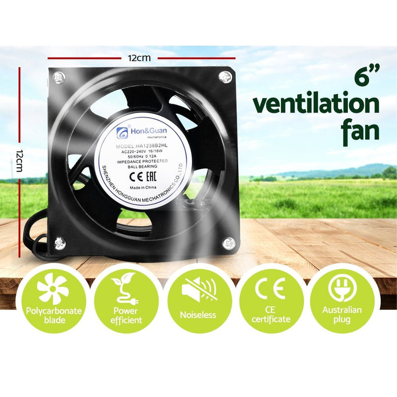 Home & Garden > Greenhouses > Greenhouses & Accessories - Greenfingers Grow Tent Light Kit 240x120x200CM 2000W LED 6" Vent Fan,Greenfingers Grow Tent Light Kit LED 2000W Full Spectrum 6" Vent 240x120x200CM - Garden Yard