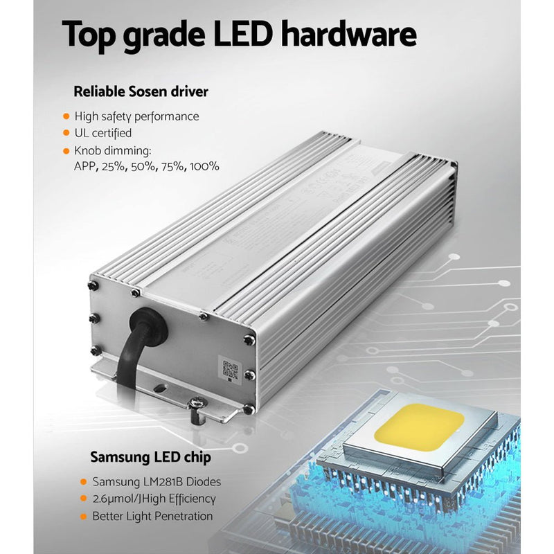 Home & Garden > Greenhouses > Greenhouses & Accessories - Greenfingers Max 4500W Grow Light LED Full Spectrum Indoor Plant All Stage Growth - Garden Yard