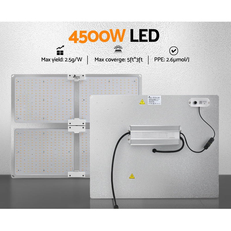Home & Garden > Greenhouses > Greenhouses & Accessories - Greenfingers Max 4500W Grow Light LED Full Spectrum Indoor Plant All Stage Growth - Garden Yard