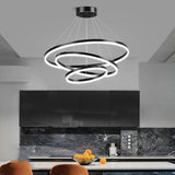 Home & Garden > Lighting > Ceiling Lights - Black 3 Rings Minimalist LED Pendant Light Adjustable Circular Chandelier - Garden Yard