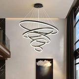 Home & Garden > Lighting > Ceiling Lights - Black 3 Rings Minimalist LED Pendant Light Adjustable Circular Chandelier - Garden Yard