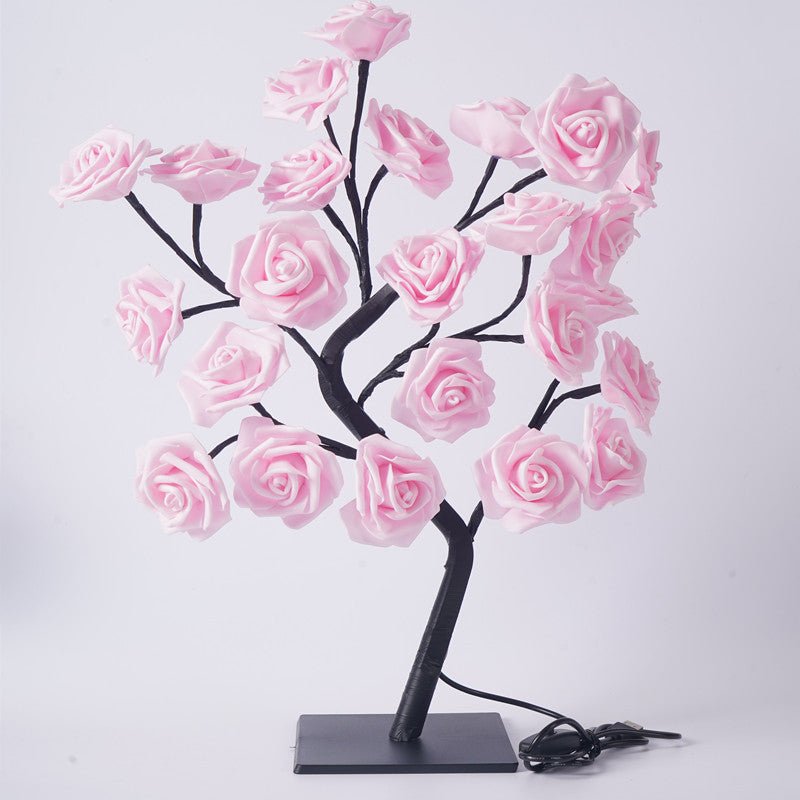 Home & Garden > Lighting > Night Lights & Ambient Lighting - LED Rose Flower Tree Light with Detachable Base and USB Switch – Decorative Night Light for Home Décor - Garden Yard
