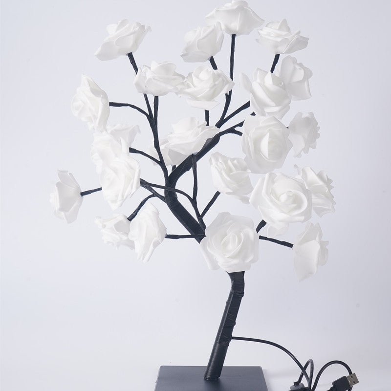 Home & Garden > Lighting > Night Lights & Ambient Lighting - LED Rose Flower Tree Light with Detachable Base and USB Switch – Decorative Night Light for Home Décor - Garden Yard