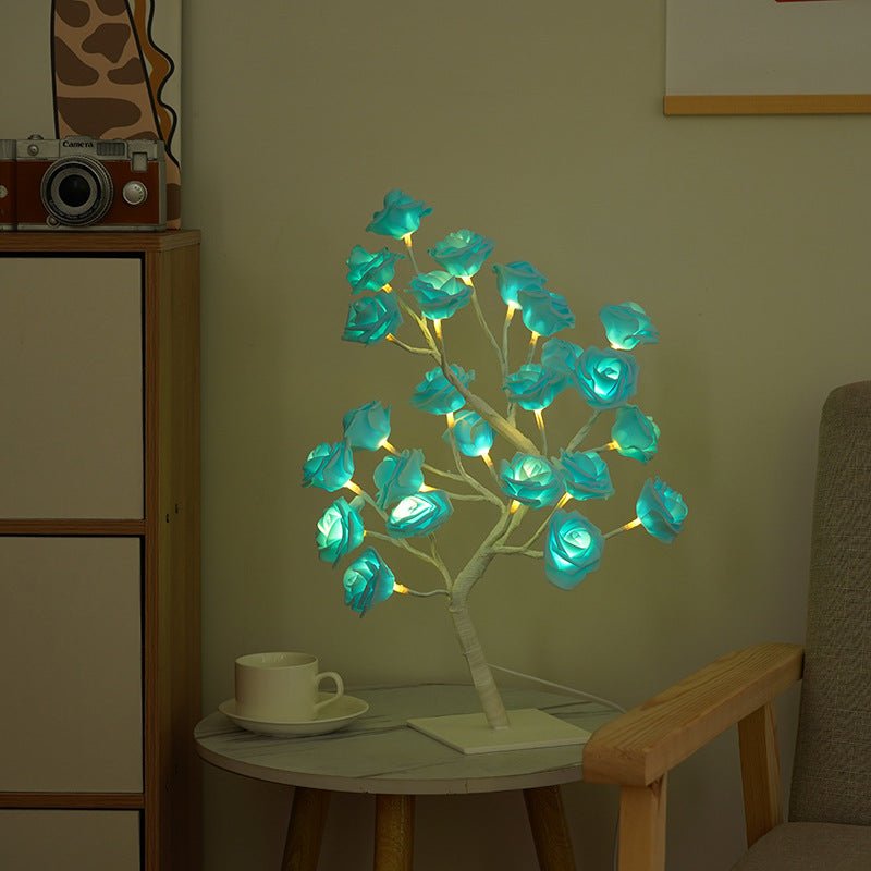 Home & Garden > Lighting > Night Lights & Ambient Lighting - LED Rose Flower Tree Light with Detachable Base and USB Switch – Decorative Night Light for Home Décor - Garden Yard