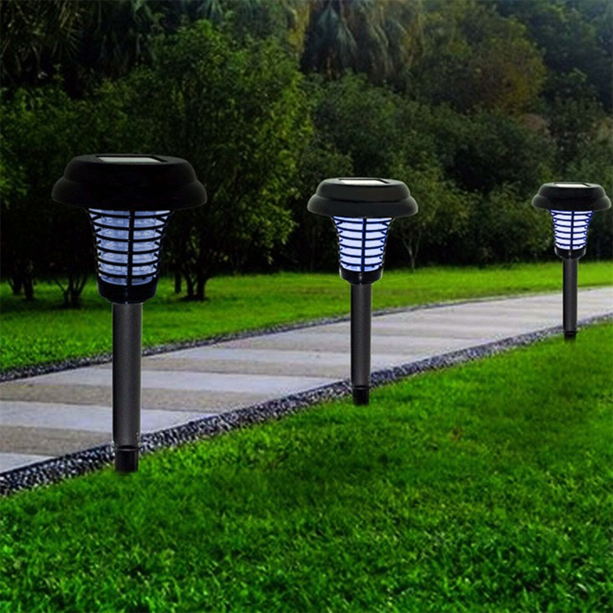 Home & Garden > Lighting > Night Lights & Ambient Lighting - Wireless Solar - Powered Mosquito Killer Lamp (Black) - Garden Yard
