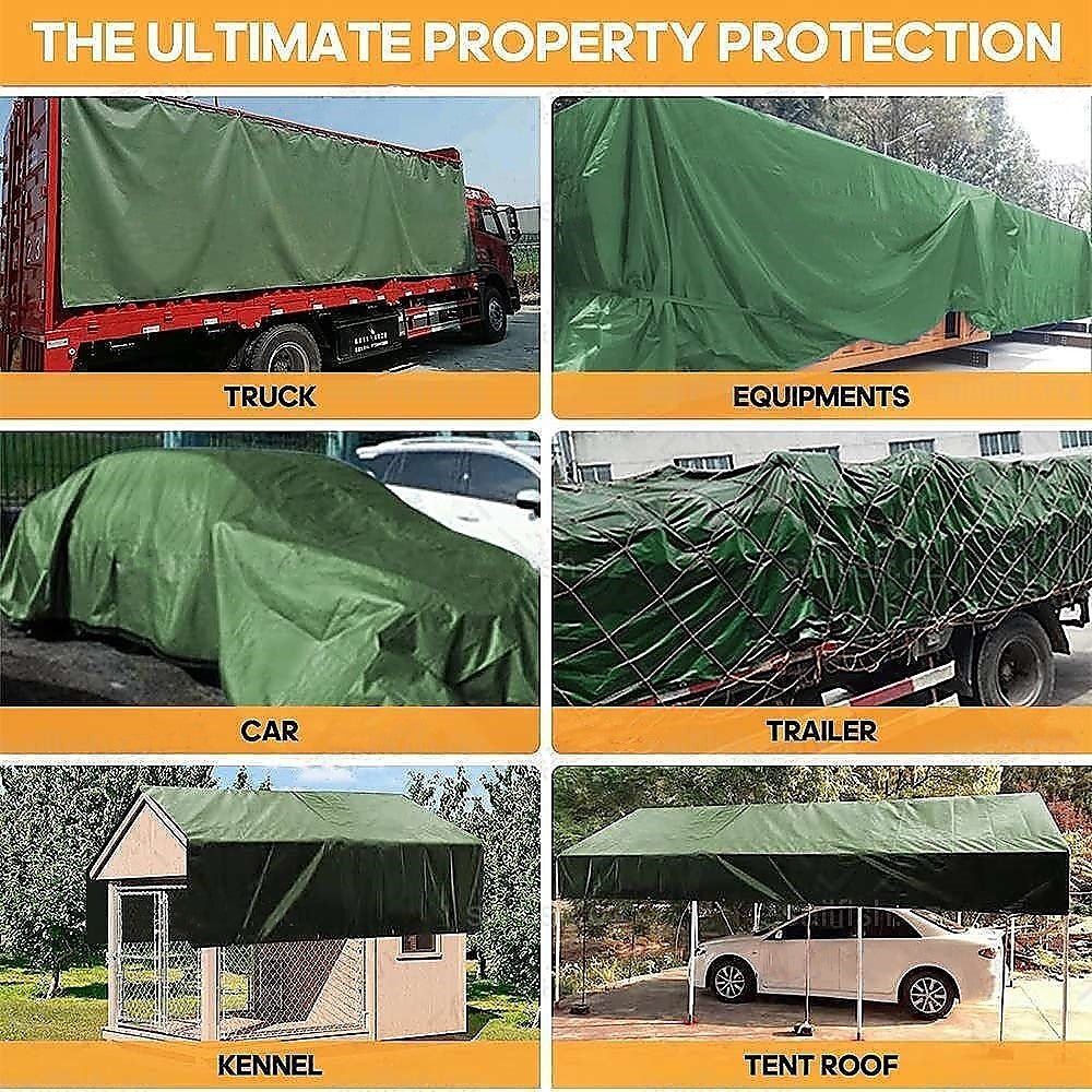 Home & Garden > Shading > Awnings - 3x4M Army Heavy Duty Waterproof Canvas Tarp Tarpaulin Sun Blocked Dustproof - Garden Yard