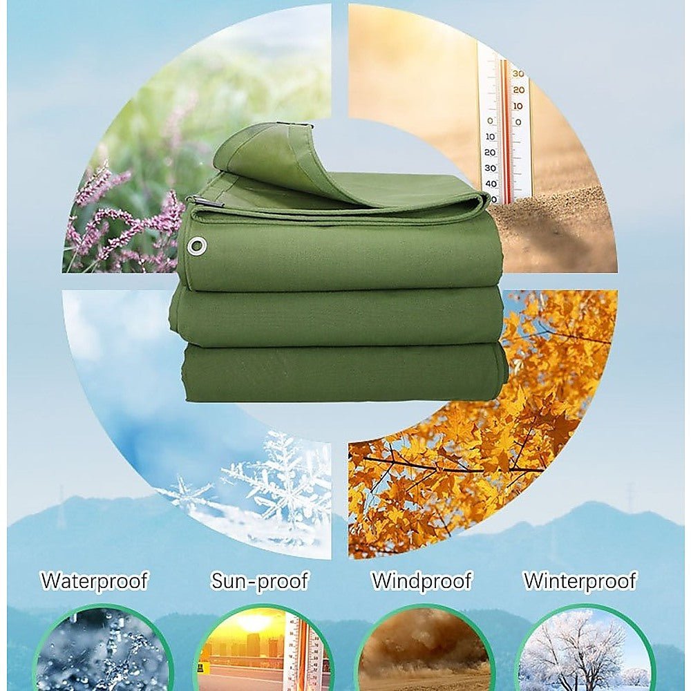 Home & Garden > Shading > Awnings - 3x4M Army Heavy Duty Waterproof Canvas Tarp Tarpaulin Sun Blocked Dustproof - Garden Yard