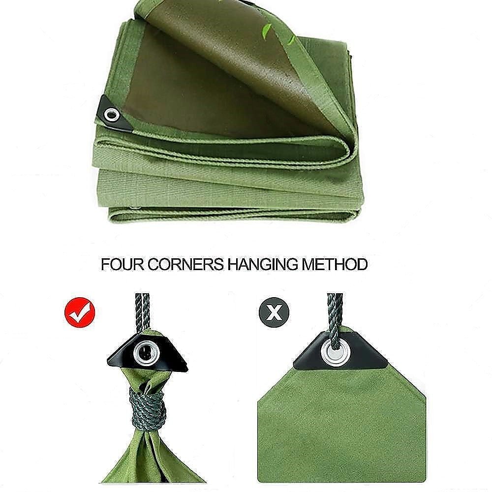 Home & Garden > Shading > Awnings - 3x4M Army Heavy Duty Waterproof Canvas Tarp Tarpaulin Sun Blocked Dustproof - Garden Yard