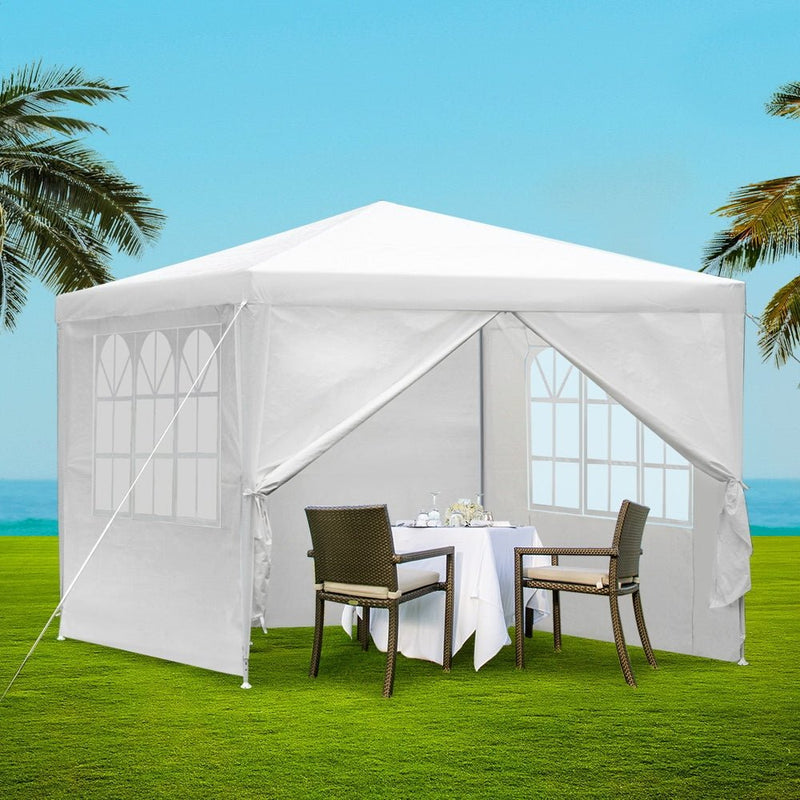 Home & Garden > Shading > Canopies & Gazebos - Instahut Gazebo 3x3m Marquee Wedding Party Tent Outdoor Camping Side Wall Canopy Window Panel White - Garden Yard