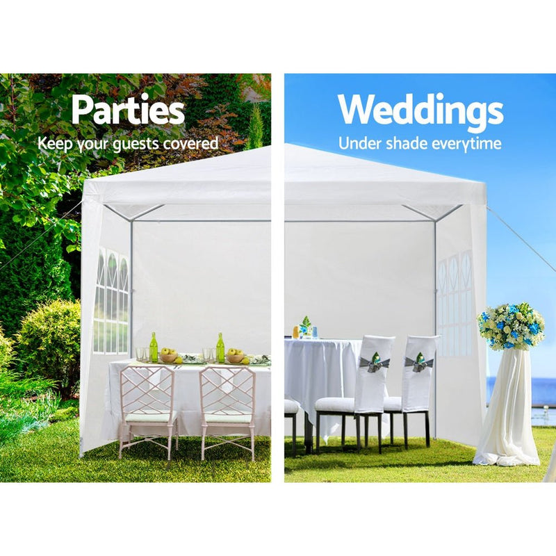 Home & Garden > Shading > Canopies & Gazebos - Instahut Gazebo 3x3m Marquee Wedding Party Tent Outdoor Camping Side Wall Canopy Window Panel White - Garden Yard