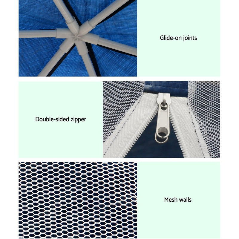 Home & Garden > Shading > Canopies & Gazebos - Instahut Gazebo?2x2m Marquee Wedding Party Tent Outdoor Camping Mesh Wall Canopy Shade Gazebos Navy - Garden Yard