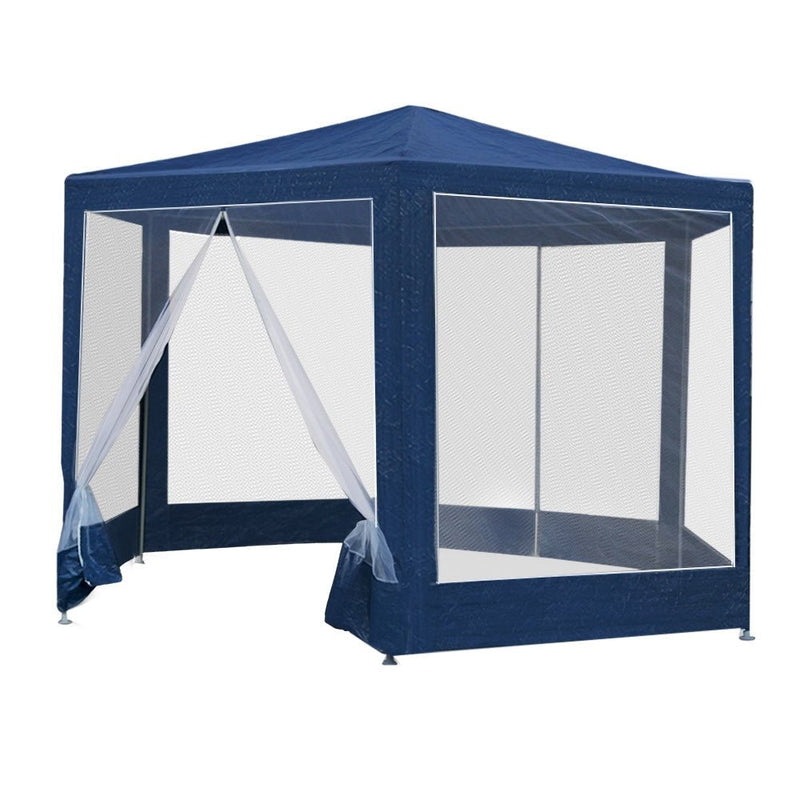 Home & Garden > Shading > Canopies & Gazebos - Instahut Gazebo?2x2m Marquee Wedding Party Tent Outdoor Camping Mesh Wall Canopy Shade Gazebos Navy - Garden Yard