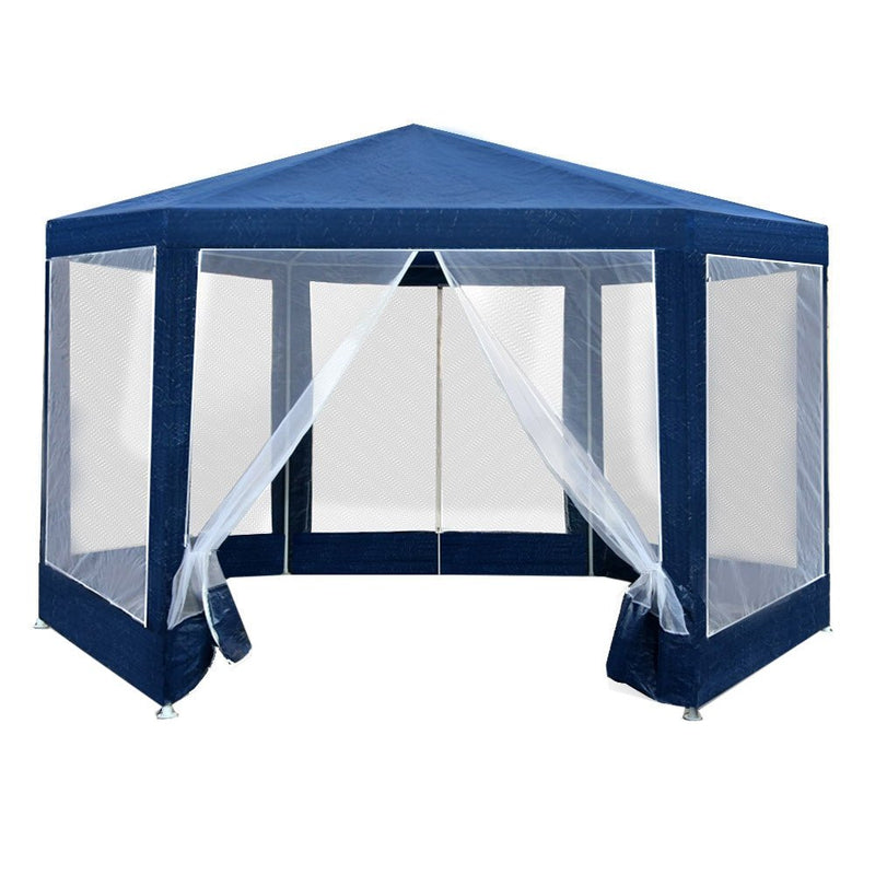Home & Garden > Shading > Canopies & Gazebos - Instahut Gazebo?2x2m Marquee Wedding Party Tent Outdoor Camping Mesh Wall Canopy Shade Gazebos Navy - Garden Yard