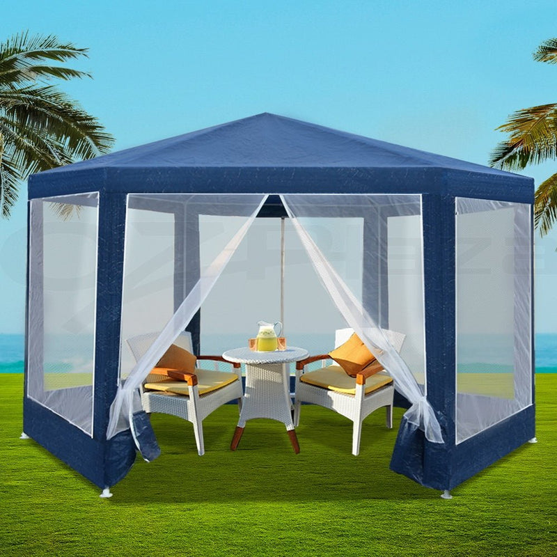Home & Garden > Shading > Canopies & Gazebos - Instahut Gazebo?2x2m Marquee Wedding Party Tent Outdoor Camping Mesh Wall Canopy Shade Gazebos Navy - Garden Yard