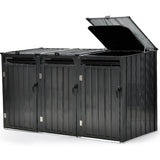 Home & Garden > Storage > Sheds - PLANTCRAFT Triple Steel Wheelie Garbage Bin Storage Shed, Enclosure with 3 Opening Doors - Garden Yard