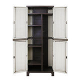 Home & Garden > Storage > Storage Cabinets & Lockers - Gardeon Outdoor Storage Cabinet Box 173cm Lockable Cupboard Sheds Adjustable Rattan Beige - Garden Yard