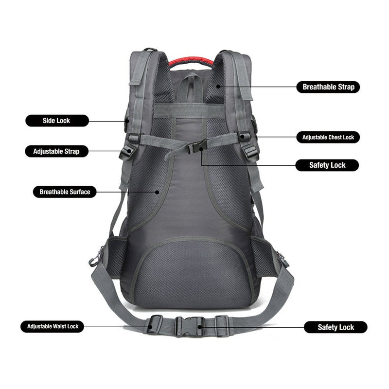 Home & Garden > Travel > Backpacks - 40L Waterproof Outdoor Hiking Backpack Camping Outdoor Trekking Bag(Blue) - Garden Yard