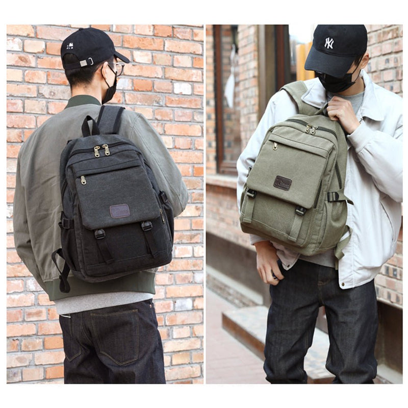 Home & Garden > Travel > Duffel Bags - Unisex Leisure Canvas Backpack Durable Waterproof Outdoor Travel Rucksack(Navy Green) - Garden Yard