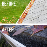 Detailed shot of the stiff black polypropylene bristles showing how they block leaves from entering the gutter.