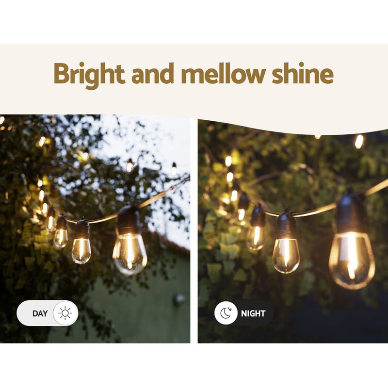 Occasions > Christmas > Outdoor Decorations & Lights - 14m Festoon Lights Christmas Fairy String Lights Outdoor Party Garden Decor - Garden Yard
