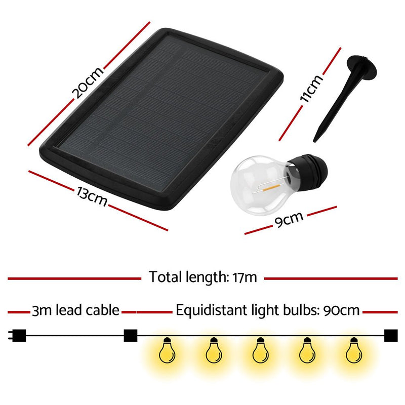 Occasions > Christmas > Outdoor Decorations & Lights - 17m Solar Festoon Lights Outdoor LED String Light Christmas Decorations 2pcs - Garden Yard