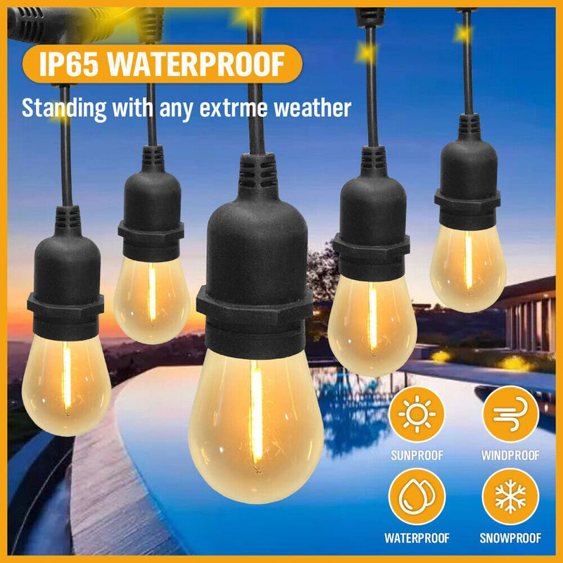 Occasions > Christmas > Outdoor Decorations & Lights - Solar Power 15 LED 18.2M Festoon String Lights Wedding Party WaterProof - Garden Yard